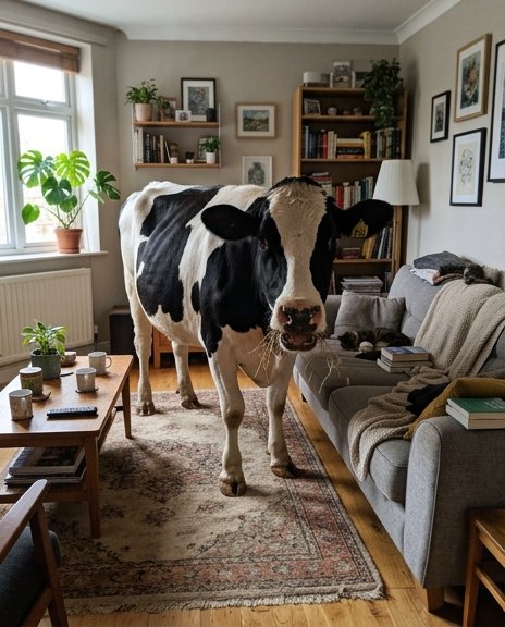 Cow in the living room